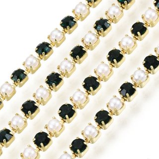 Chain of ribbon with crystals 2mm 30 cm Emerald GP18