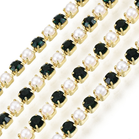 Chain ribbon with crystals 2mm 30 cm Emerald GP18 Chain ribbon with crystals 2mm 30 cm Emerald GP18