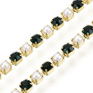 Chain ribbon with crystals 2mm 30 cm Emerald GP18