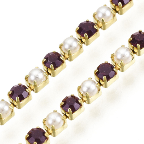 Chain ribbon with crystals 2mm 30 cm Amethyst GP11 Chain ribbon with crystals 2mm 30 cm Amethyst GP11