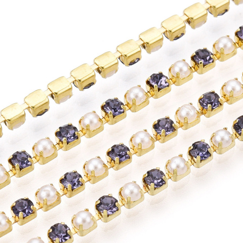 Chain ribbon with crystals 2mm 30 cm Tanzanite GP12 Chain ribbon with crystals 2mm 30 cm Tanzanite GP12