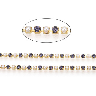 Chain ribbon with crystals 2mm 30 cm Tanzanite GP12