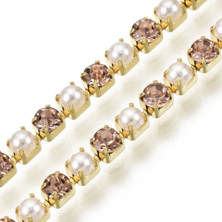 Chain ribbon with crystals 2mm 30cm Lt Peach GP7