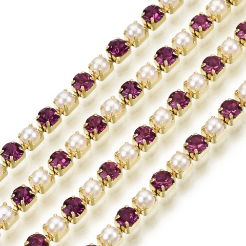 Chain ribbon with crystals 2mm 30 cm Fuchsia GP15 Chain ribbon with crystals 2mm 30 cm Fuchsia GP15