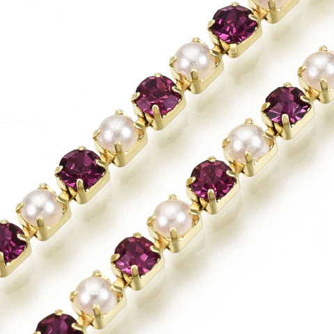 Chain ribbon with crystals 2mm 30 cm Fuchsia GP15 Chain ribbon with crystals 2mm 30 cm Fuchsia GP15