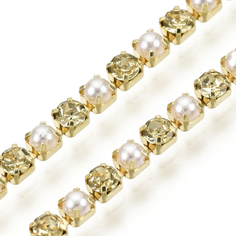 Chain ribbon with crystals 2mm 30cm Jonquil GP10 Chain ribbon with crystals 2mm 30cm Jonquil GP10