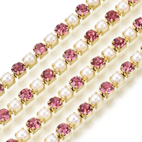 Łańcuszek taśma z kryształkami 2mm 30 cm Rose GP16 Łańcuszek taśma z kryształkami 2mm 30 cm Rose GP16