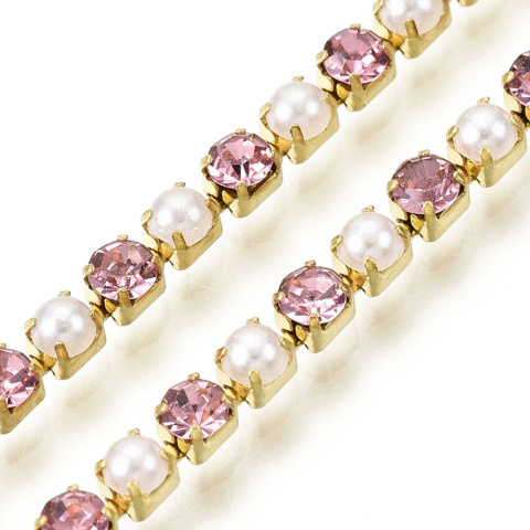 Chain of ribbon with crystals 2mm 30 cm Pink GP17 Chain of ribbon with crystals 2mm 30 cm Pink GP17