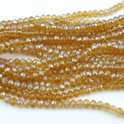 Glass beads 4x3 mm string Light Khaki AB