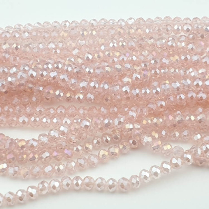 Glass beads 4x3 mm string Pink AB