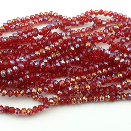 Glass beads 4x3 mm string Fire Brick AB