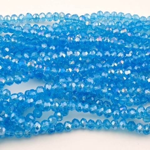 Glass beads 4x3 mm strand Cyan AB