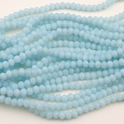 Glass beads 4x3 mm string Opaque Lt Sky Blue