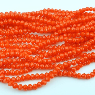 Koraliki szklane 4x3 mm sznur Opaque Orange Red