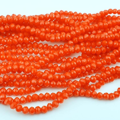 Glass beads 4x3 mm string Opaque Orange Red
