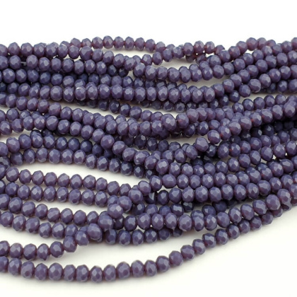 Glass beads 4x3 mm string Opaque Med Purple