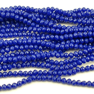 Glass beads 4x3 mm string Opaque Blue