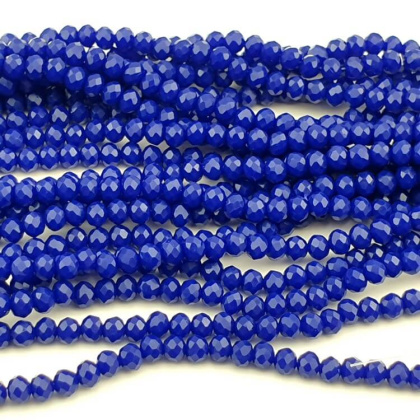 Glass beads 4x3 mm string Opaque Blue