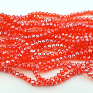 Glass beads 4x3 mm string Red AB
