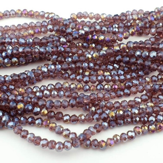 Glass beads 4x3 mm string Old Rose AB