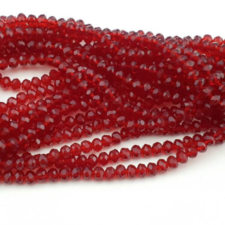 Glass beads 4x3 mm string Transparent Fire Brick