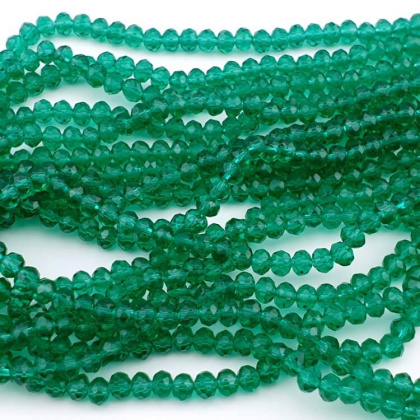 Glass beads 4x3 mm string Transparent Dark Cyan
