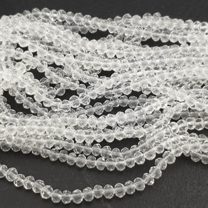 Glass beads 4x3 mm string Transparent Crystal