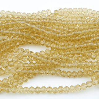 Glass beads 4x3 mm string Transparent Lt Khaki