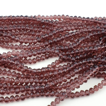 Glass beads 4x3 mm string Transparent Violet