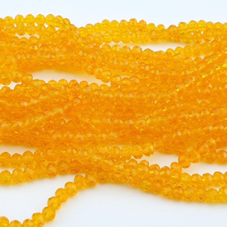 Glass beads 4x3 mm string Transparent Orange