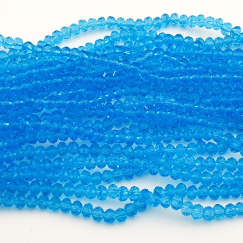 Glass beads 4x3 mm strand Transparent Cyan Glass beads 4x3 mm strand Transparent Cyan