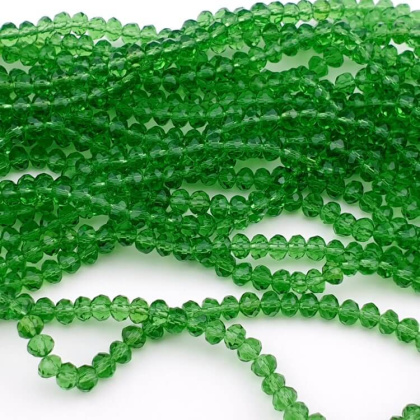 Glass beads 4x3 mm string Transparent Lime