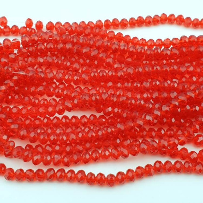 Glass beads 4x3 mm string Transparent Red