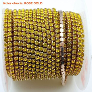Chain of ribbon with crystals 2mm 30 cm Citrine RG10