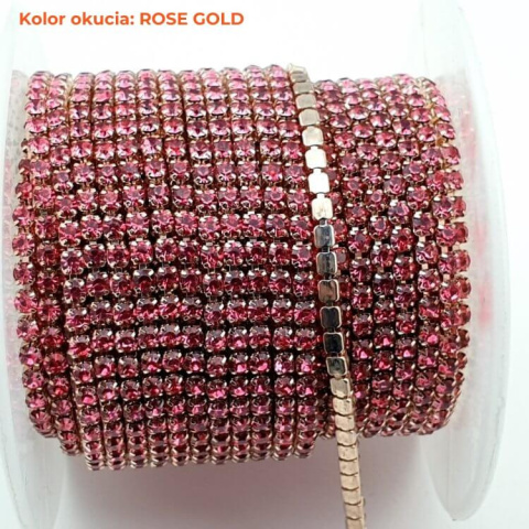 Chain ribbon with crystals 2mm 30 cm Rose RG16 Chain ribbon with crystals 2mm 30 cm Rose RG16