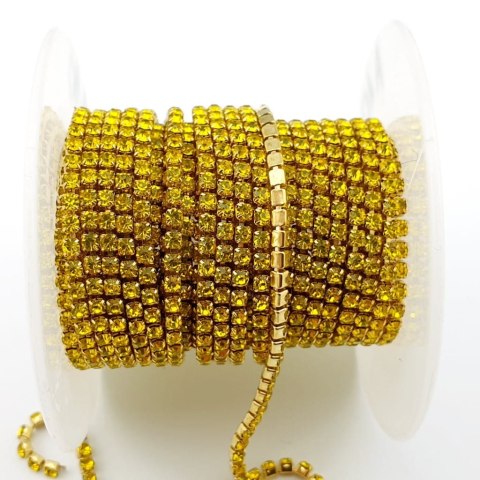 Chain of ribbon with crystals 2mm 30 cm Citrine A10 Chain of ribbon with crystals 2mm 30 cm Citrine A10