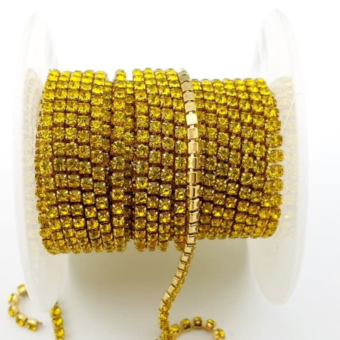 Chain of ribbon with crystals 2mm 30 cm Citrine A10 Chain of ribbon with crystals 2mm 30 cm Citrine A10