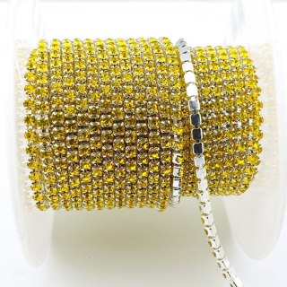 Łańcuszek taśma z kryształkami 2mm 30 cm Citrine AA23