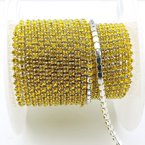 Chain of ribbon with crystals 2mm 30 cm Citrine AA23 Chain of ribbon with crystals 2mm 30 cm Citrine AA23