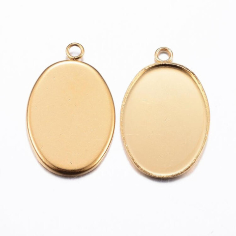 Baza kaboszonu 18x13 mm zawieszka 1 szt. kolor złoty Baza kaboszonu 18x13 mm zawieszka 1 szt. kolor złoty