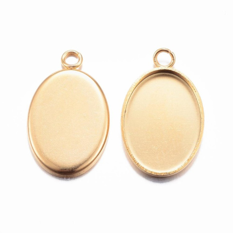 Baza kaboszonu 14x10 mm zawieszka 1 szt. kolor złoty Baza kaboszonu 14x10 mm zawieszka 1 szt. kolor złoty