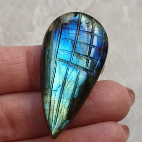 Labradorite cabochon carved 44x23 mm no 33 Labradorite cabochon carved 44x23 mm no 33