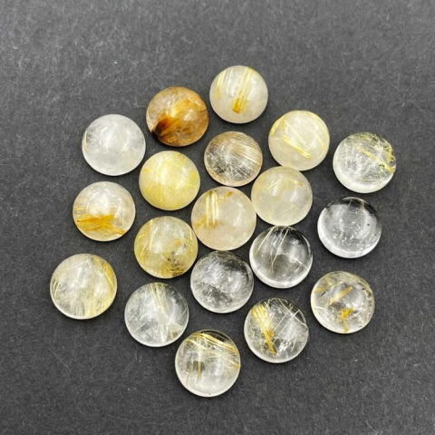 Quartz with rutile cabochon dia. 10 mm 1 pc Quartz with rutile cabochon dia. 10 mm 1 pc