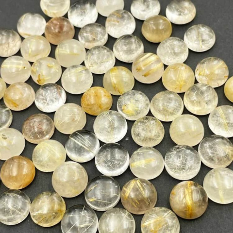 Quartz with rutile cabochon dia. 10 mm 1 pc Quartz with rutile cabochon dia. 10 mm 1 pc