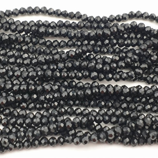 Glass beads 4x3 mm string Opaque Black