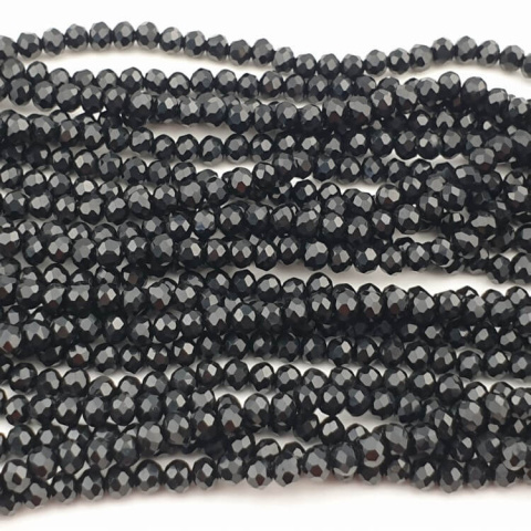 Glass beads 4x3 mm strand Opaque Black Glass beads 4x3 mm strand Opaque Black