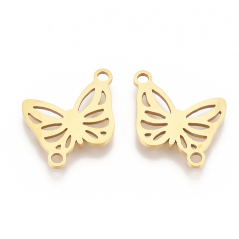Butterfly link in surgical steel 19.5x13 mm 1 piece gold colour Butterfly link in surgical steel 19.5x13 mm 1 piece gold colour