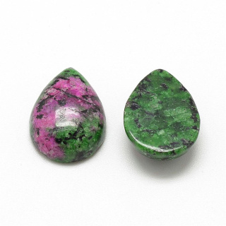Zoisite with ruby cabochon teardrop 14x10 mm 1 pc