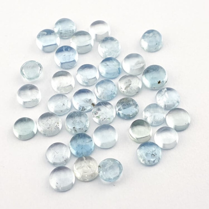 Aquamarine cabochon fi 4 mm 1 pc