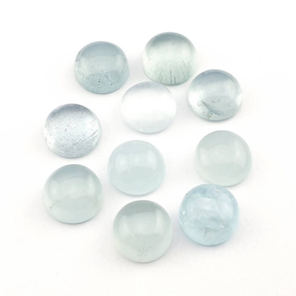 Aquamarine cabochon fi 9 mm 1 pc